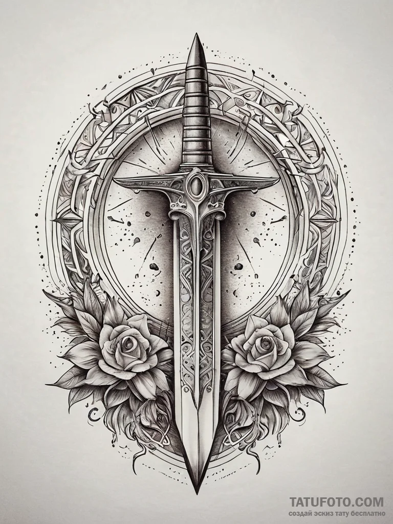 Graven dagger beneath celestial gate, artisti... - эскиз тату (№1751312307_0, 30.06.2025 19:38) — Tatufoto.com