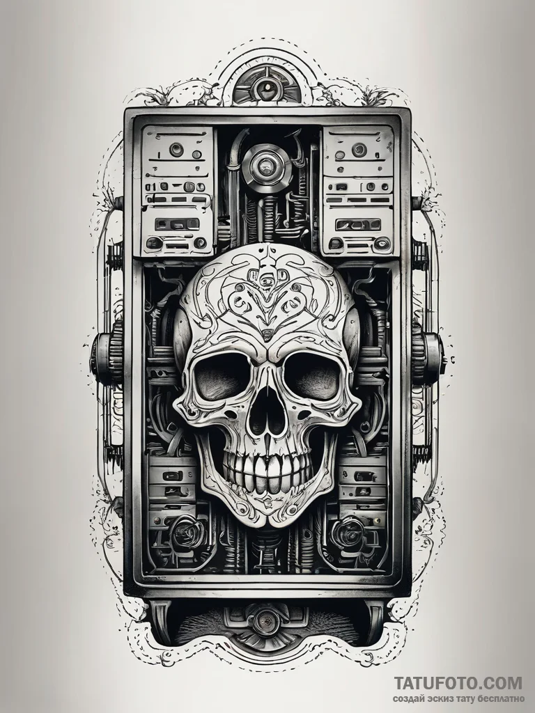 Ghost in the machine, a faint face visible on... - эскиз тату (№1751312495_0, 30.06.2025 19:41) — Tatufoto.com