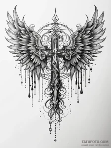 Cursed wings dripping shadows, tattoo sketch... - эскиз тату (№1751312627_0, 30.06.2025 19:43) — Tatufoto.com