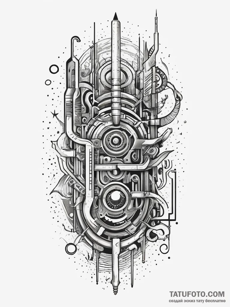 Earthworm tunneling through a motherboard, ta... - эскиз тату (№1751313215_0, 30.06.2025 19:53) — Tatufoto.com