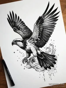 Osprey catching a fish, symbolizing decisive... - эскиз тату (№1751314038_0, 30.06.2025 20:07) — Tatufoto.com