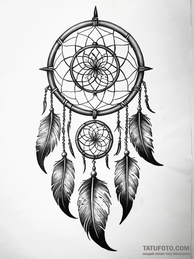 Dreamcatcher made of bones, artistic tattoo s... - эскиз тату (№1751314294_0, 30.06.2025 20:11) — Tatufoto.com