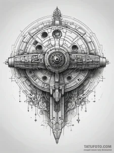 The millennium falcon blueprint, concept art... - эскиз тату (№1751315137_0, 30.06.2025 20:25) — Tatufoto.com
