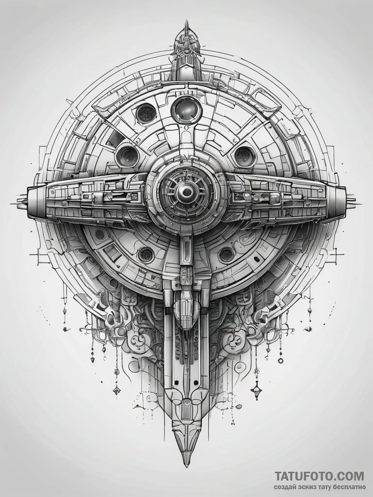 The millennium falcon blueprint, concept art... - эскиз тату (№1751315137_0, 30.06.2025 20:25) — Tatufoto.com