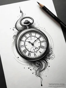 Pocket watch counting down to an unknown even... - эскиз тату (№1751315266_0, 30.06.2025 20:27) — Tatufoto.com