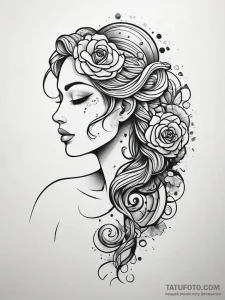 Aphrodite's silhouette formed from sea foam a... - эскиз тату (№1751316793_0, 30.06.2025 20:53) — Tatufoto.com