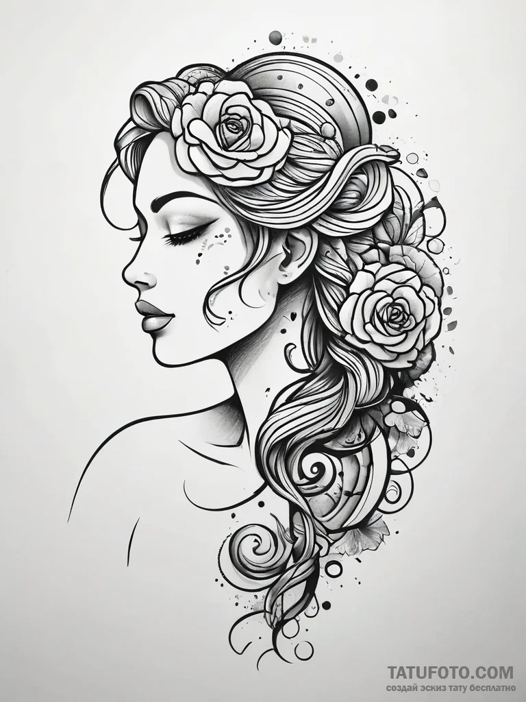 Aphrodite's silhouette formed from sea foam a... - эскиз тату (№1751316793_0, 30.06.2025 20:53) — Tatufoto.com
