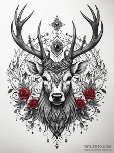 Bone stag crowned with crystals, concept art... - эскиз тату (№1751316922_0, 30.06.2025 20:55) — Tatufoto.com