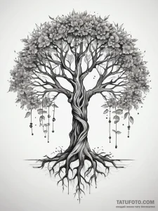 Graven mask beneath bone tree, ink illustrati... - эскиз тату (№1751317239_0, 30.06.2025 21:00) — Tatufoto.com