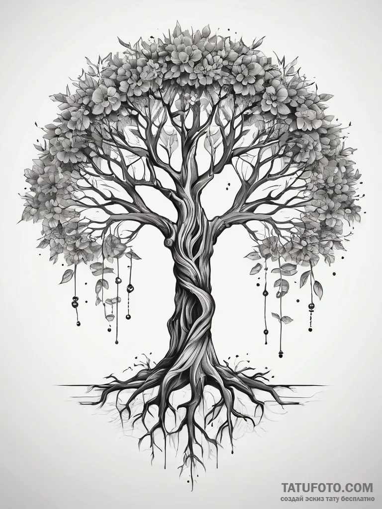 Graven mask beneath bone tree, ink illustrati... - эскиз тату (№1751317239_0, 30.06.2025 21:00) — Tatufoto.com