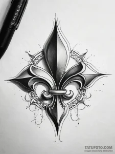Fleur-de-lis forged from twisted thorns, tatt... - эскиз тату (№1751317684_0, 30.06.2025 21:08) — Tatufoto.com