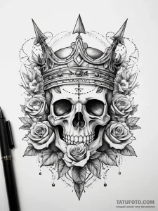 Leaf crown pierced by arrow, tattoo sketch de... - эскиз тату (№1751317748_0, 30.06.2025 21:09) — Tatufoto.com