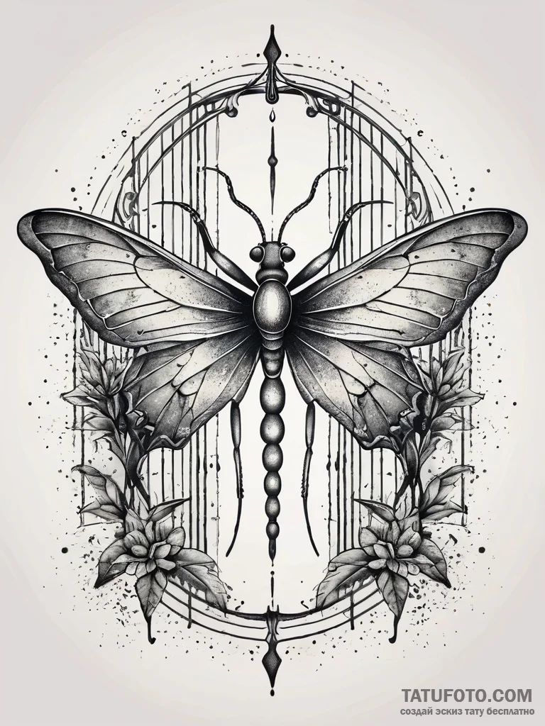Mantis shadow within mirrored gate, tattoo li... - эскиз тату (№1751317876_0, 30.06.2025 21:11) — Tatufoto.com