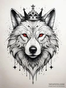 Ethereal wolf crowned in stars, tattoo sketch... - эскиз тату (№1751318003_0, 30.06.2025 21:13) — Tatufoto.com