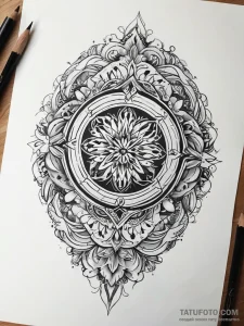 An ornate, empty picture frame, tattoo drawin... - эскиз тату (№1751318134_0, 30.06.2025 21:15) — Tatufoto.com