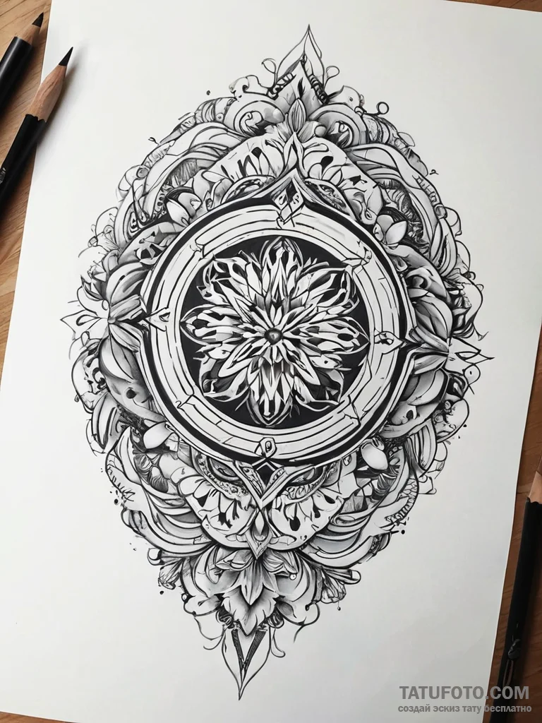 An ornate, empty picture frame, tattoo drawin... - эскиз тату (№1751318134_0, 30.06.2025 21:15) — Tatufoto.com