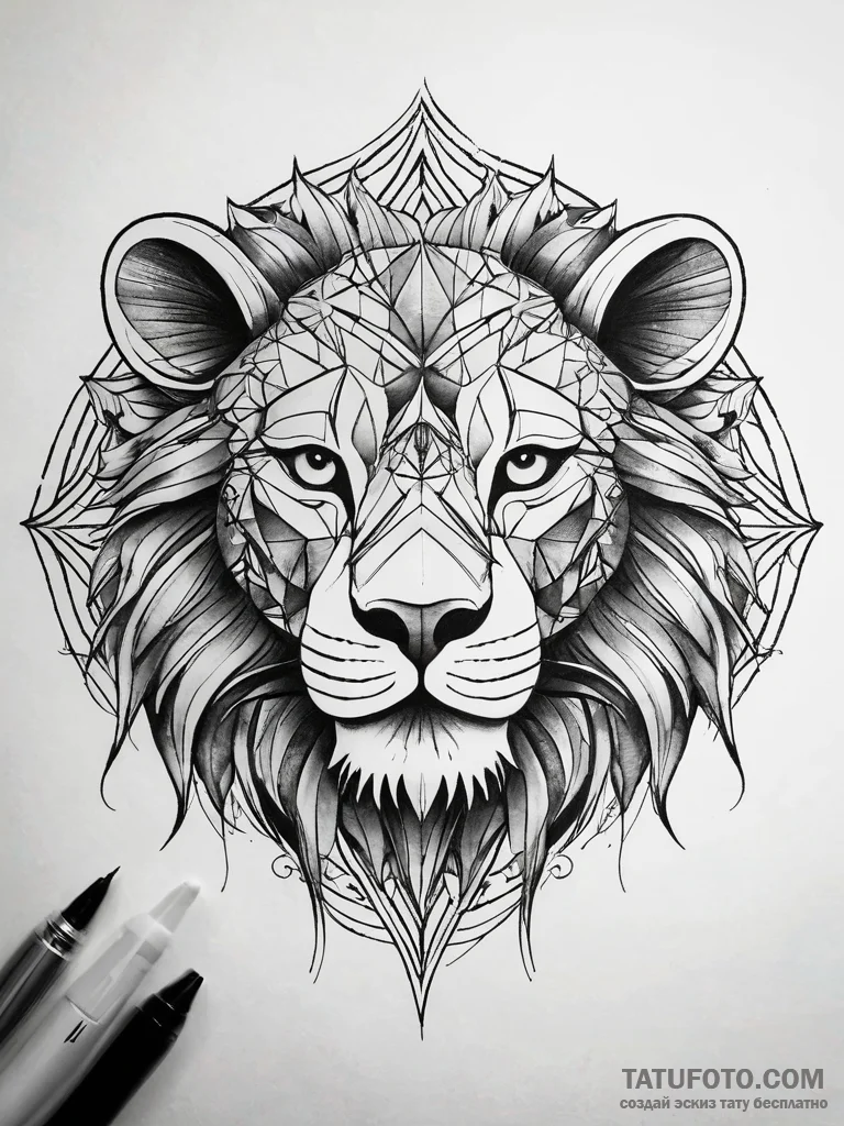 Lion, tattoo flash sheet design, clear image,... - эскиз тату (№1751318641_0, 30.06.2025 21:24) — Tatufoto.com