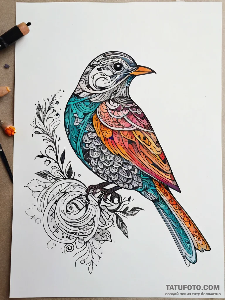 Bird, tattoo line art, minimalist approach, s... - эскиз тату (№1751319020_0, 30.06.2025 21:30) — Tatufoto.com