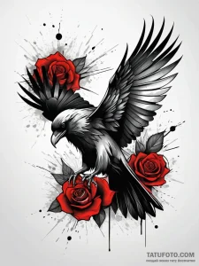 Ink splatter forming a raven, concept art for... - эскиз тату (№1751319340_0, 30.06.2025 21:35) — Tatufoto.com