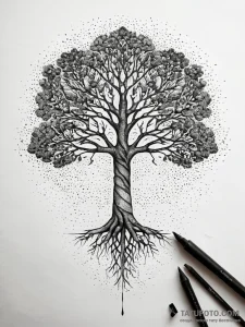 Quartz staff bound in roots, artistic tattoo... - эскиз тату (№1751319552_0, 30.06.2025 21:39) — Tatufoto.com