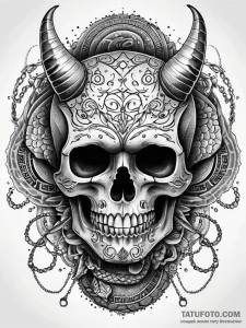 Arcane chains binding skull, artistic tattoo... - эскиз тату (№1751319740_0, 30.06.2025 21:42) — Tatufoto.com