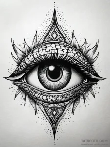 Dragon's eye reflecting a burning kingdom, ta... - эскиз тату (№1751319814_0, 30.06.2025 21:43) — Tatufoto.com