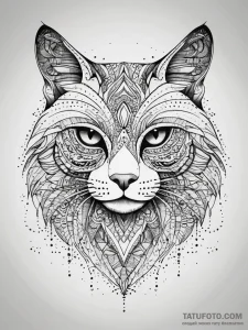 Cat eyes glowing in shadows, artistic tattoo... - эскиз тату (№1751319880_0, 30.06.2025 21:44) — Tatufoto.com