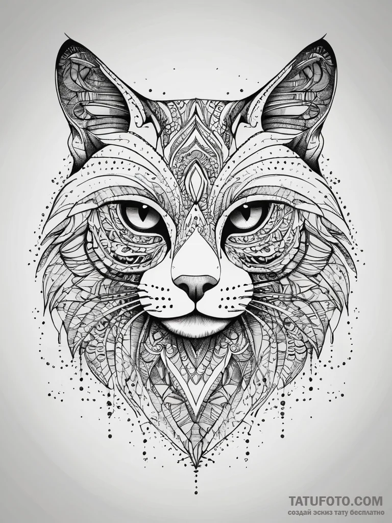 Cat eyes glowing in shadows, artistic tattoo... - эскиз тату (№1751319880_0, 30.06.2025 21:44) — Tatufoto.com