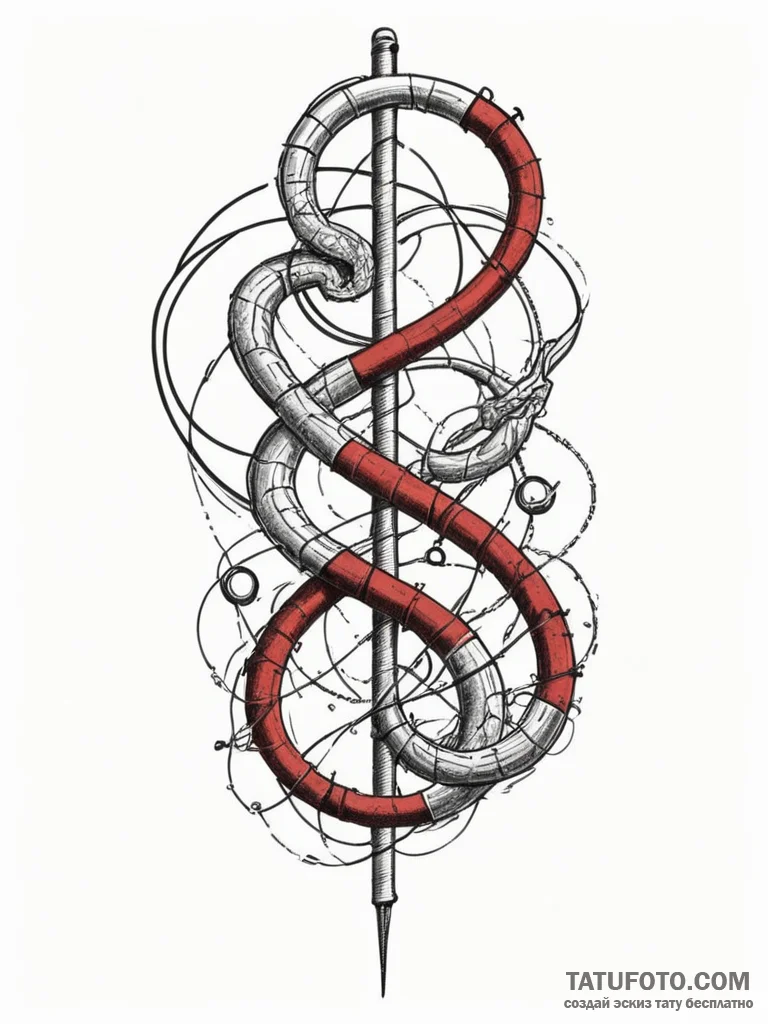 Atomic serpent coiled in wires, tattoo sketch... - эскиз тату (№1751325835_0, 30.06.2025 23:23) — Tatufoto.com