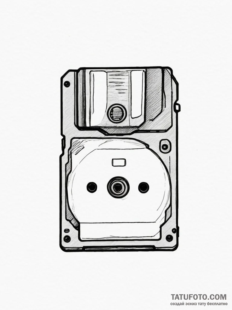 Floppy disk with label 'memories' or 'secrets... - эскиз тату (№1751325914_0, 30.06.2025 23:25) — Tatufoto.com