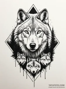 Infrared view of a wolf pack hunting, tattoo... - эскиз тату (№1751326111_0, 30.06.2025 23:28) — Tatufoto.com