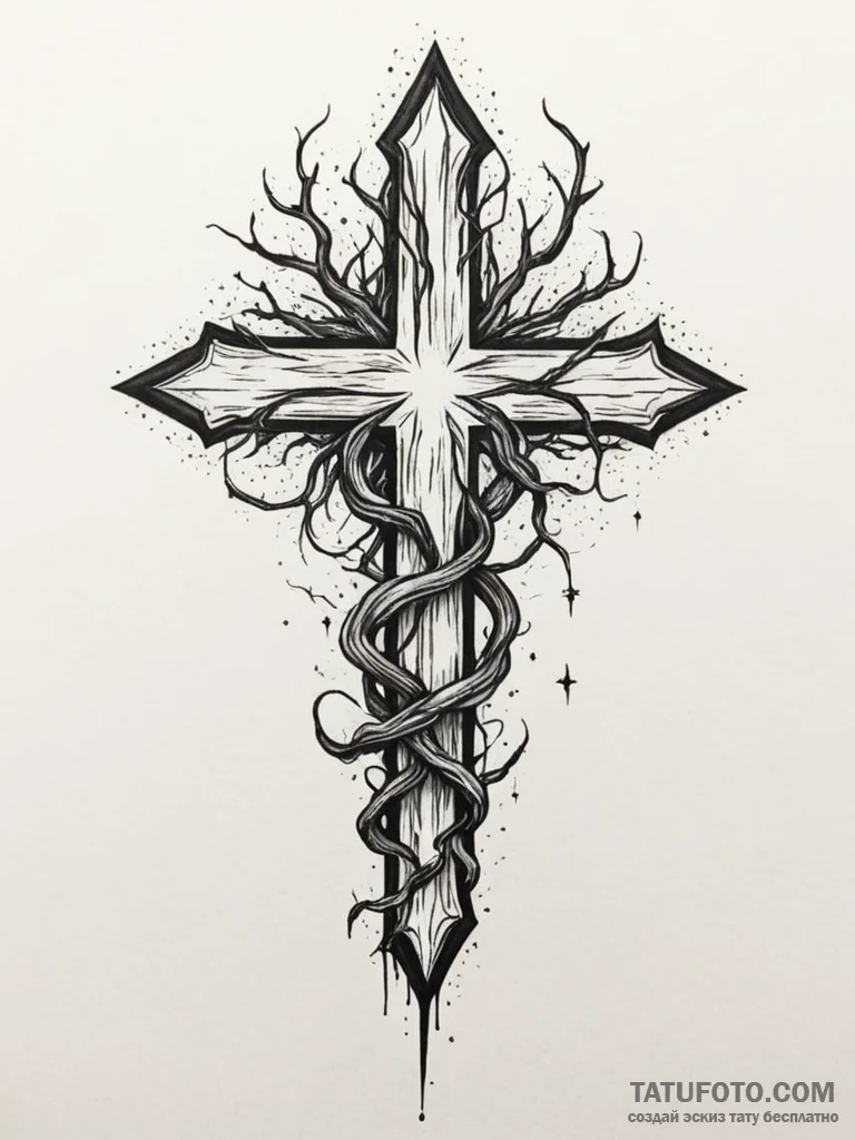 Wand of roots devouring starlight, tattoo lin... - эскиз тату (№1751327041_0, 30.06.2025 23:44) — Tatufoto.com