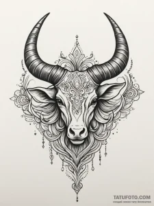 Horns, tattoo drawing outline, on a clean whi... - эскиз тату (№1751327118_0, 30.06.2025 23:45) — Tatufoto.com