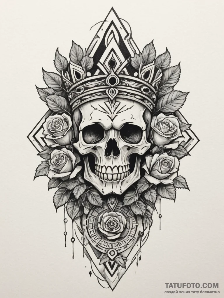 Totem crowned with runes, concept art for tat... - эскиз тату (№1751327451_0, 30.06.2025 23:50) — Tatufoto.com