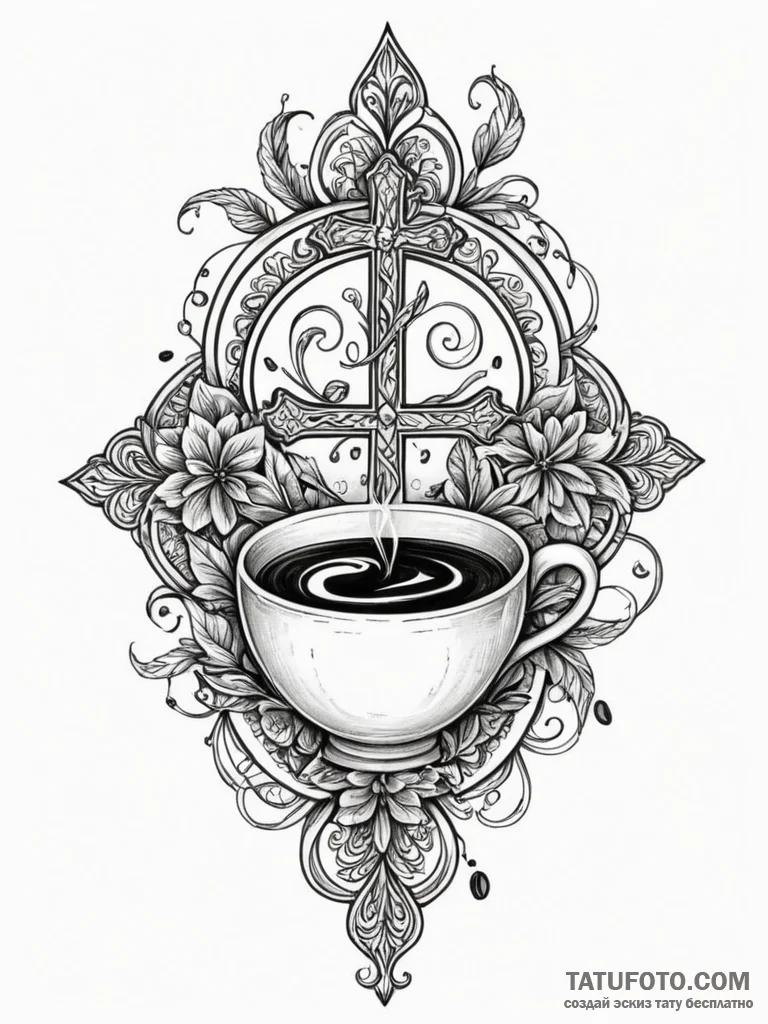 A detailed bag of coffee beans, aromatic,, in... - эскиз тату (№1751327847_0, 30.06.2025 23:57) — Tatufoto.com