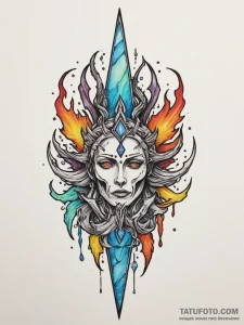 Opal trident lost in wreckage, tattoo flash s... - эскиз тату (№1751328044_0, 01.07.2025 00:00) — Tatufoto.com