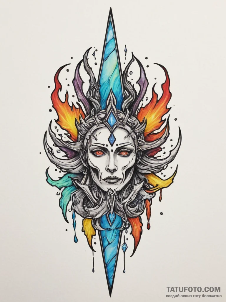 Opal trident lost in wreckage, tattoo flash s... - эскиз тату (№1751328044_0, 01.07.2025 00:00) — Tatufoto.com