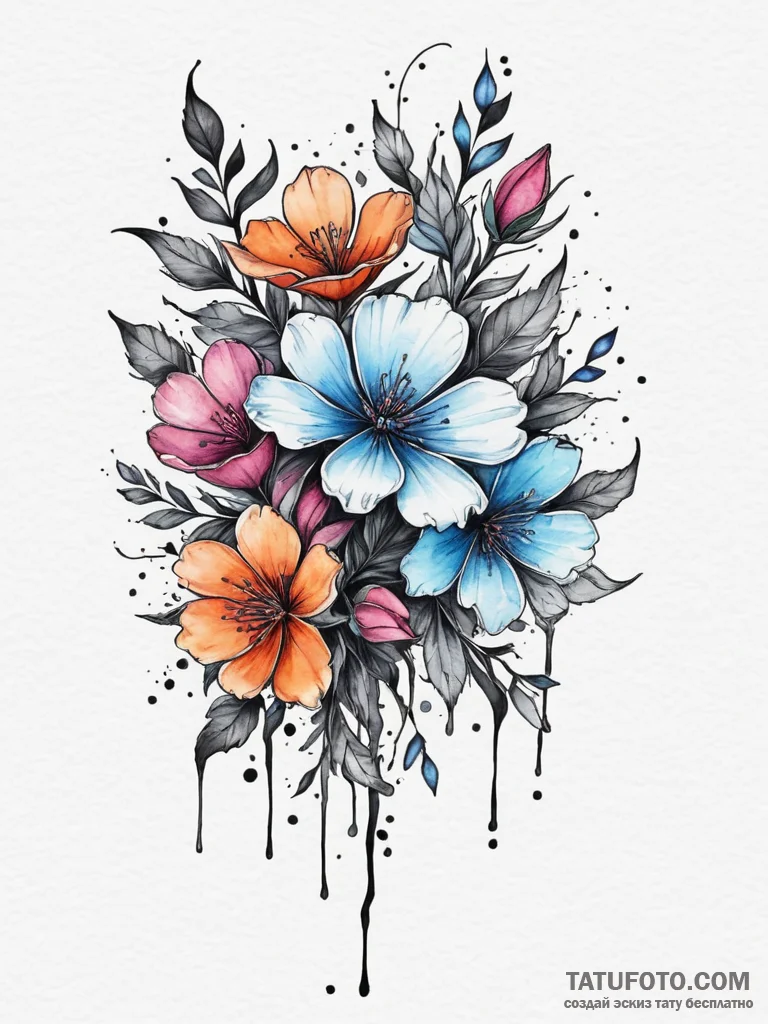 Ethereal bloom in skeletal grip, concept art... - эскиз тату (№1751328402_0, 01.07.2025 00:06) — Tatufoto.com