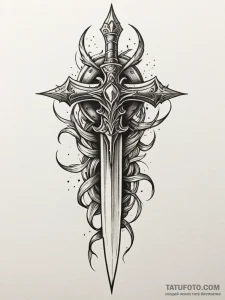 Dagger echoing spectral light, tattoo flash s... - эскиз тату (№1751328467_0, 01.07.2025 00:07) — Tatufoto.com