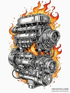 Combustion engine's piston punching through a... - эскиз тату (№1751328616_0, 01.07.2025 00:10) — Tatufoto.com