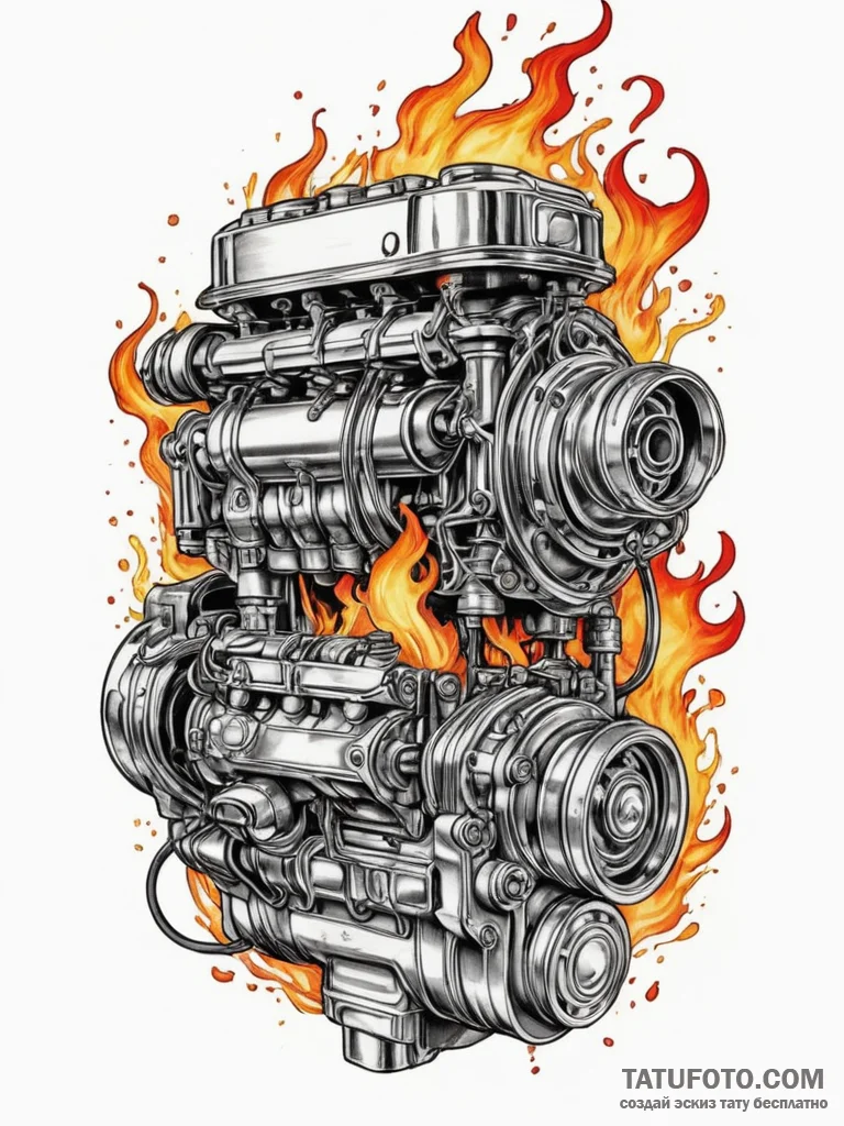Combustion engine's piston punching through a... - эскиз тату (№1751328616_0, 01.07.2025 00:10) — Tatufoto.com