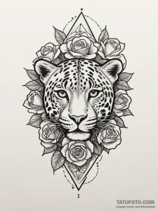 Leopard shadow stalking stars, tattoo line ar... - эскиз тату (№1751329500_0, 01.07.2025 00:25) — Tatufoto.com