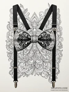 A stylish bow tie and suspenders, gentleman's... - эскиз тату (№1751329570_0, 01.07.2025 00:26) — Tatufoto.com