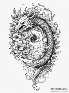 A whimsical bird on a branch with berries, fe... - эскиз тату (№1751329634_0, 01.07.2025 00:27) — Tatufoto.com