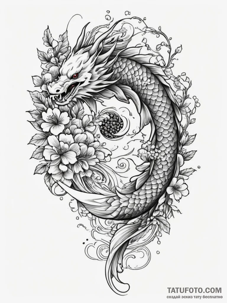 A whimsical bird on a branch with berries, fe... - эскиз тату (№1751329634_0, 01.07.2025 00:27) — Tatufoto.com