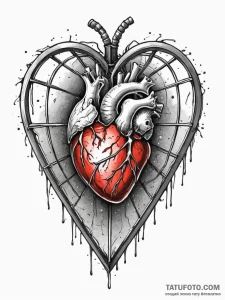 Ice heart locked in bone cage, ink illustrati... - эскиз тату (№1751330160_0, 01.07.2025 00:36) — Tatufoto.com
