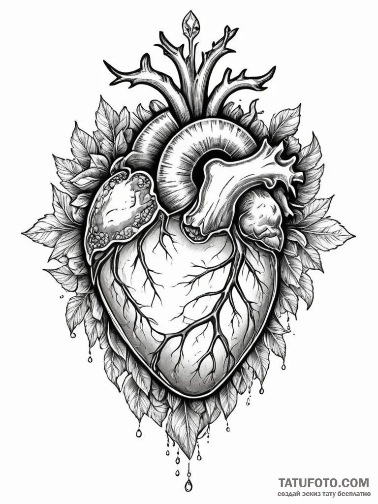 Anatomical heart encased in a crystal geode,... - эскиз тату (№1751330703_0, 01.07.2025 00:45) — Tatufoto.com