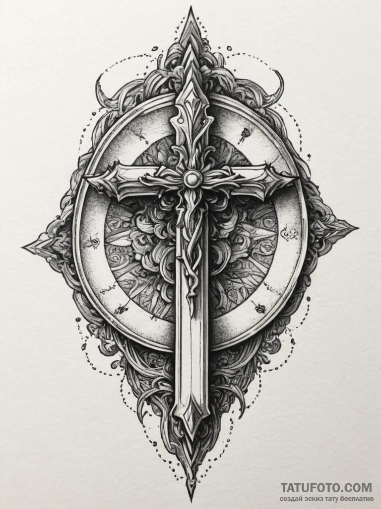 Etched dagger through spirit seal, ink illust... - эскиз тату (№1751330777_0, 01.07.2025 00:46) — Tatufoto.com
