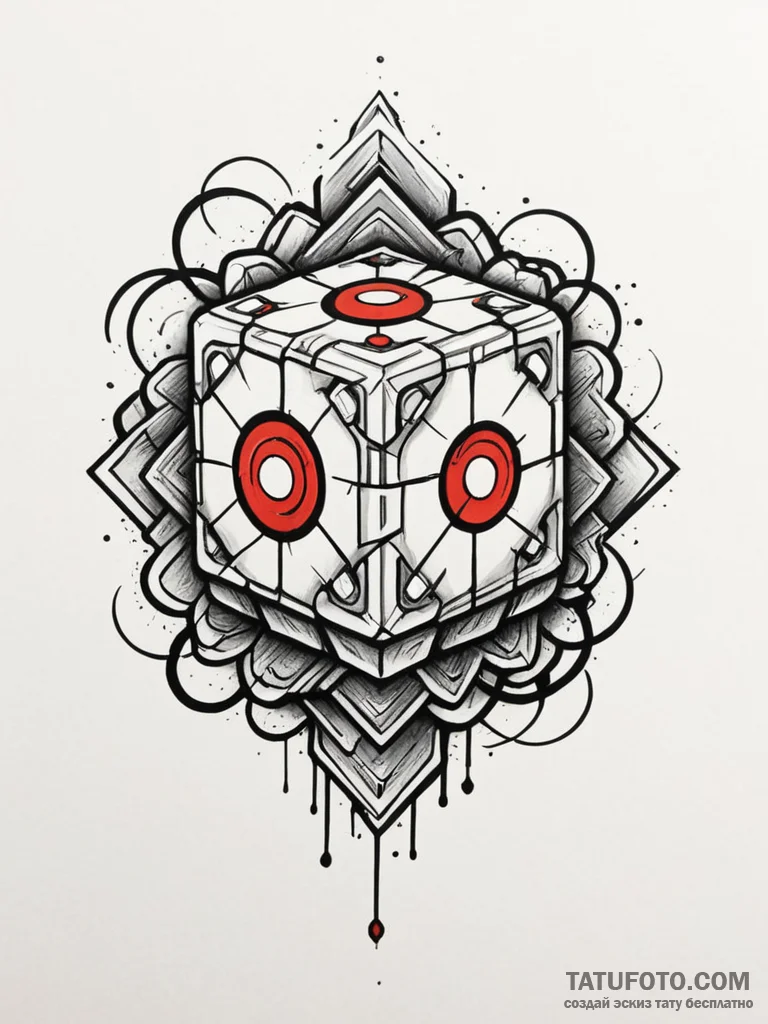 Companion cube (from portal), concept art for... - эскиз тату (№1751330914_0, 01.07.2025 00:48) — Tatufoto.com