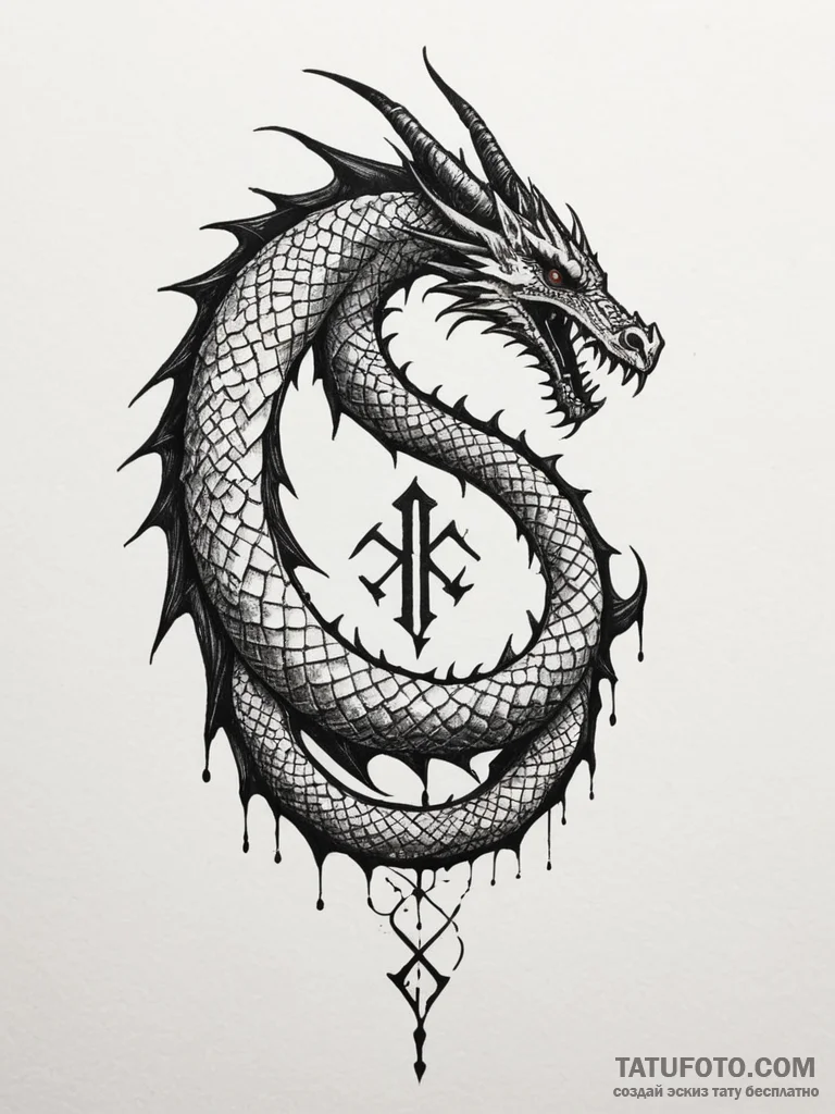 Dragon claw etched with runes, ink illustrati... - эскиз тату (№1751331855_0, 01.07.2025 01:04) — Tatufoto.com